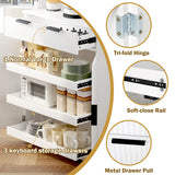 72" Fluted Kitchen Pantry Cabinet with 3 Keyboard Drawers & 6 Door Shelves Adjustable, Freestanding Cupboard Storage Cabinet for Bathroom, Diningroom, Office, Entryway, White