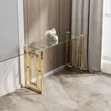 Console Table Stainless Steel Glass,Meal side table Golden Clear  bs-02