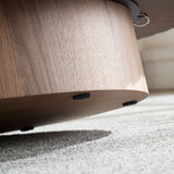 Modern Handcraft Drum Coffee Table Length 43.7 inch Ellipse Coffee Table for Living Room,Oval Small Coffee Table with Sturdy Pedestal,Walnut MDF,W2582P251185