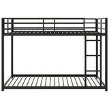 Twin over Twin Metal Bunk Bed, Low Bunk Bed with Ladder, Black(OLD SKU:WF282465AAB)