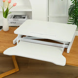 32 Inch Desk Converter, Height Adjustable Sit to Stand Riser, Dual Monitor and Laptop Workstation with Wide Keyboard Tray, Standing Computer Desk, WHITE