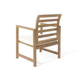 Outdoor Acacia Wood Club Chairs, 2-Pcs Set, Natural Stained / White, 25.5"D x 24.5"W x 33.0"H