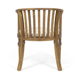 Outdoor Wooden Dining Chairs With Cushions, Set of 2, Cream, Teak Finish