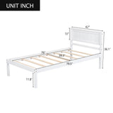 Platform Bed Frame with Headboard, Wood Slat Support, No Box Spring Needed,Twin, White(OLD SKU:WF191418AAK)