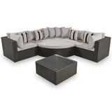 GO 7-piece Outdoor Wicker Sofa Set, Rattan Sofa Lounger, With  Colorful Pillows, Conversation Sofa, For Patio, Garden, Deck, Brown Wicker