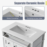 30'' Bathroom Vanity with Top Sink, Modern Bathroom Storage Cabinet with 2 Drawers and a Tip-out Drawer, Single Sink Bathroom Vanity