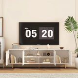 White Modern TV Stand Fluted 68" t, Entertainment Center with Storage Doors, TV Console Media Cabinet,  for 55+ Inch TV, Living Room
