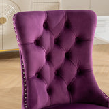 Nikki Collection Modern, High-end Tufted Solid Wood Contemporary Velvet Upholstered Dining Chair with Chrome Stainless Steel Plating Legs,Nailhead Trim,Set of 2,Purple and Chrome, SW1701PP
