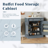 [Assembly Video Provided] TOPMAX Modern Freestanding Kitchen Pantry,Buffet Food Storage, Coffee Bar Cabinet with Drawer, 2 Adjustable Shelves and 2 Door Shelves for Dining, Kitchen, Gray