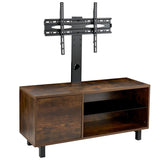 Rustic Brown TV Console with push-to-open Storage Cabinet for TV up to 65in Wood &glass TV Stand for Living Room Bedroom