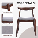 [Video] Set of 2 Rubberwood Dining Chairs with Ergonomic Backrest & Comfort Cushions, Walnut+Light Gray (same sku: 59296.00FDBEI)
