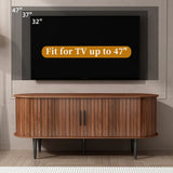 TV Stand, 47" Modern TV Console Table with Storage Compartment and Sliding Door, Gaming Entertainment Center with Cabinet for Living Room, Bedroom, Office (Walnut)