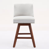 Counter Height Swivel Barstools, 26'' H Seat Height Upholstered Bar Stools Set of 2, Fabric in Ivory