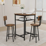 Bar table, equipped with 2 bar stools , with backrest and partition (beige)