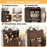 Desk Cabinet, with Storage Drawer & Shelves, Fold-up Desktop, Ideal for Home, Office, Kitchen storage organizer, Dormitory, Small Spaces W31.49"xD13.78"xH47.2"