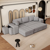104.5" Modern L-Shape 3 Seat Reversible Sectional Couch, Pull Out Sleeper Sofa with Storage Chaise and 2 Stools for Living Room Furniture Set,Knox Charcoal (old sku:SG000431AAA)