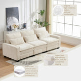 99'' Sectional Cloud Deep Seat Couch, Modern Comfy Chenille L Shaped Sectional Sofa for Living Room Set, Upholstered 4-Seats Sofa Couch with Movable Ottoman, Beige