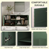 Sideboard Buffet Cabinet, 59"Green Accent Cabinet with 4 Doors, Mid Century Modern Pantry Cabinet, Wood Buffet Cabinet, Media Cabinet, Console Cabinet, Cabinet for Entryway, Living Room, Dining Room