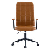Antique brown PU leather color office chair, with armrest, high backrest, soft foam seating, 360 degree swivel , up and down adjustable gaslift,black powder coated frame,five star base, black wheels