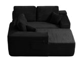 104" Cloud Sectional Sofa with L-Shape Chaise and Side Pockets , Modern Modular Design, Deep Seating, Upholstered Couch for Living Room/Bedroom, No Assembly Required (Plush Fabric), Black, Left-facing
