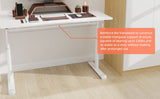 Adjustable study desk suitable for children and adults, height-adjustable, multifunctional home office desk, compact design, desktop dimensions: 60cm × 120cm, white frame, white tabletop.