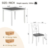 5-Piece Dining Table Set with 4 Chairs, Modern Wood Dining Table Set for 4,  4-Person Dining Table Set for Small Place, Kitchen, Dining Room, Grey & White two tone