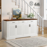 63" Fluted Sideboard Buffet Cabinet with Storage, Modern Coffee Bar Station with 4 Doors and 3 Drawers, Wood Kitchen Storage Console Table for Living Room Dining Room Entryway, Black