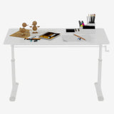 Adjustable study desk suitable for children and adults, height-adjustable, multifunctional home office desk, compact design, desktop dimensions: 60cm × 120cm, white frame, white tabletop.