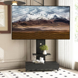 TV stand with push-pull drawer for Living Room, Bedroom,Offices,Mobile TV Cart for 32-75 inches,Floor Stand with Mount on Lockable Wheels,Black