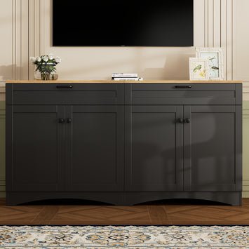 ON-TREND Farmhouse TV Stand with 2 Drawers for TVs Up to 70