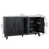 Modern style buffet cabinet, Storage side cabinet buffet cabinet, Medieval modern multifunctional decorative cabinet suitable for living room, dining room, entrance, corridor, kitchen, black