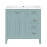 36" Bathroom Vanity with Sink Combo, Green Bathroom Cabinet with Drawers, Solid Frame and MDF Board (Old Sku:JL000007AAG-6)