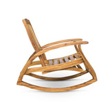 Outdoor Acacia wood Rocking Chair with Retractable foot panel,Rocker Patio Rocking Chair for Porch, Patio, Balcony,