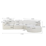 111" Modern Curved Sectional Sofa with High-Density Fully Compressed Sponge, Upholstered Deep Seat Wtih Ottoman, 3-Piece Set, Fully Assembled Right Hand Facing, Perfect for Living Room, Lounge