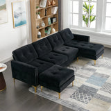 110.6" L-Shape Convertible Sectional Sofa Couch with Movable Ottoman for Living Room, Apartment, Office(Old SKU:SG000970ABB), Black