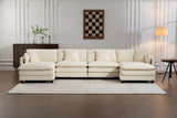 Modern 4seats with 2ottoman 149.61"Sectional Sofa with Waist Pillows,4-seat Upholstered Symmetrical Sofa Furniture,Sleeper Sofa Couch with Chaise Lounge for Living Room,Apartment,3Color