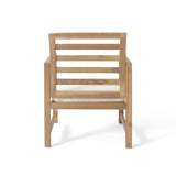 Outdoor Acacia Wood Club Chairs, 2-Pcs Set, Natural Stained / White, 25.5"D x 24.5"W x 33.0"H