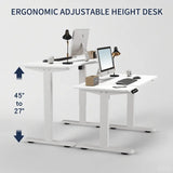 55"×24" White Double Beam Electric Standing Desk Height Adjustable Desk for home and office Standing desk frame with Sliced Board