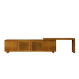 63" Mid-Century Modern Extendable TV Stand for TVs up to 75", Media Console TV Cabinet for Living Room, Farmhouse Entertainment Cabinet with Storage & Adjustable Panel