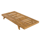 2/3 FOLDABLE ACACIA WOOD LOUNGE CHAIR WITH ADJUSTABLE BACKREST & FLAT STORAGE SURFACE, TEAK FINISH UNCUSHIONED, FOR BACKYARD POOL GARDEN PATIO