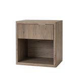 Night Stand Nightstand with Drawer Storage Fluted Bed Side Table End Table Large Modern Wide Bedside Stand Mid Century Night Stands for Bedroom Living Room Sofa Couch Home Office, Grey Alder