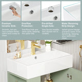 21.6" Green Bathroom vanity, Combo Cabinet, Bathroom Storage Cabinet, Single Ceramic Sink, Left side storage