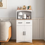 Wooden Kitchen Cabinet White Pantry Storage Microwave Cabinet with Storage Drawer