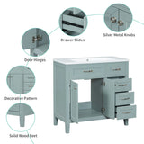 36" Bathroom Vanity with Sink Combo, Green Bathroom Cabinet with Drawers, Solid Frame and MDF Board (Old Sku:JL000007AAG-6)
