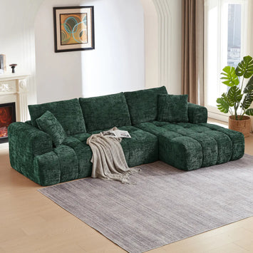 Chenille L-Shape Luxury Sectional Oversized Sofa,Mnimalist Design,Comfy Sleeper Couch for Living Room,Apartment&Reception Spaces,No Assembly Required