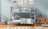 Twin over Full Bunk Bed with ladder, Safety Guardrail, Perfect for Bedroom, Gray