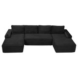Compressible U-Shaped Sectional Sofa Set,Minimalist Style Modular Sectional Sofa, Corduroy Fabric Cloud Couch for Living Room