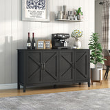 Cabinet with 4 Doors and 4 open shelgves,Freestanding Sideboard Storage Cabinet Entryway Floor Cabinet for Living Room Office Bedroom