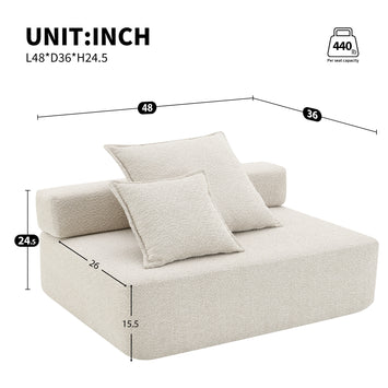 Loveseat Frame for Oversized Modular U Shaped Sectional Sofa,Luxury Boucle Floor Couch,Convertible Compressed Couch,Spacious Foam-Filled Sofa for Living Room,2 Colors