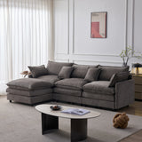 105" Modular Sectional Couch,Upholstered Soft Chenille Fabric Sofa,3 Seater with Ottoman L Shape Sofa Beige